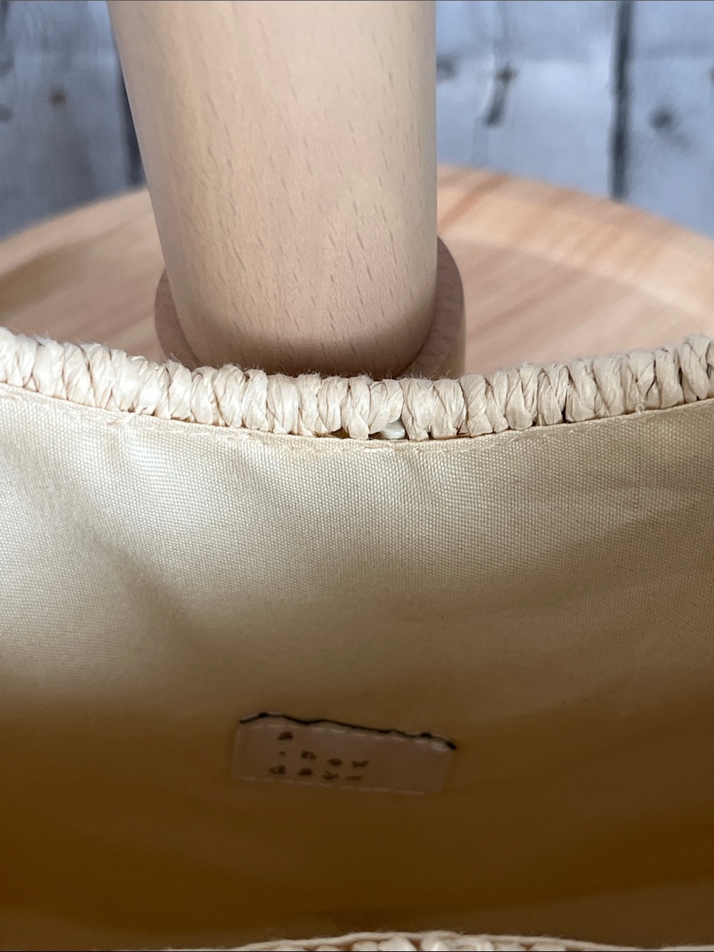 A New Day Round Woven Straw Bag with Black Handle - Picture 3 of 6